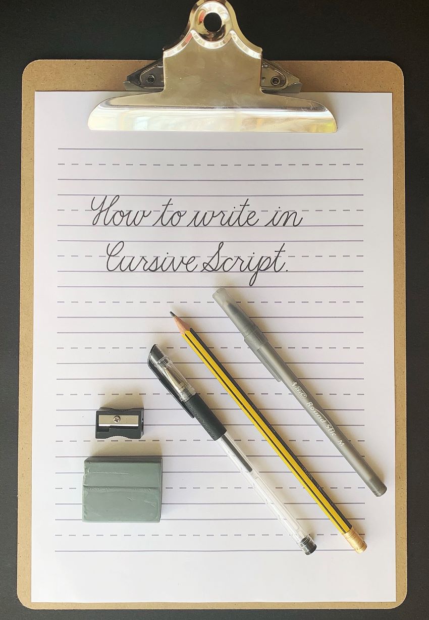 cursive script - supplies
